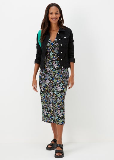 Green Paisley Print Crinkle Midi Dress