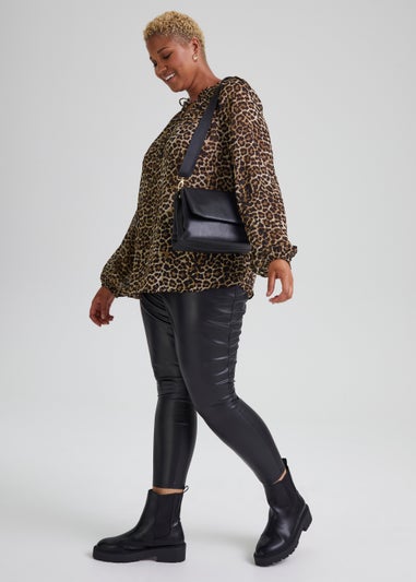 Papaya Curve Brown Animal Print Chiffon Boho Blouse