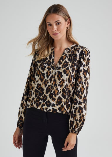 Stone Animal Print Blouse - Matalan