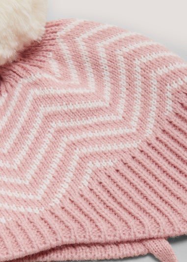 Pink Knit Baby Trapper Hat (Newborn-24mths)