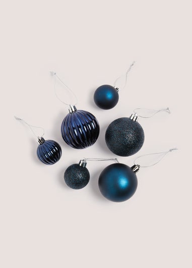 20 Pack Blue Christmas Baubles