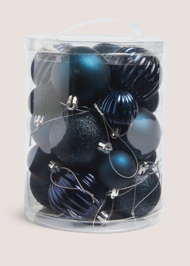 20 Pack Blue Christmas Baubles