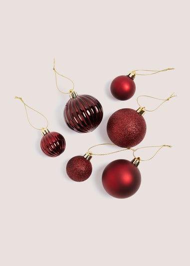 20 Pack Dark Red Christmas Baubles