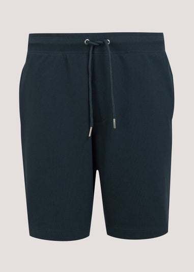 Navy Jersey Textured Jogger Shorts