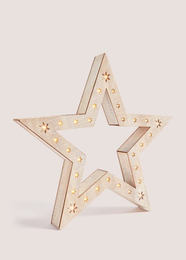 Large Wooden LED Star (6cm x 50cm x 48cm)