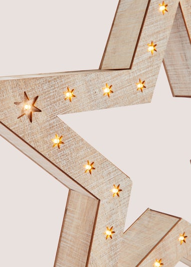 Large Wooden LED Star (6cm x 50cm x 48cm)