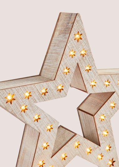 Small Wooden LED Star (5.5cm x 30cm x 29cm)