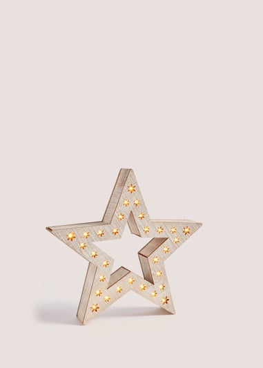 Small Wooden LED Star (5.5cm x 30cm x 29cm)