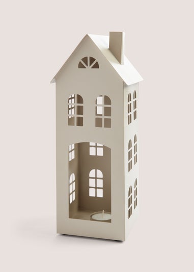 Cream Large Metal House (32cm x 12.5cm x 13cm)