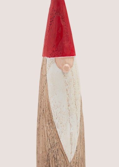 Small Wood Effect Christmas Santa (4cm x 4cm x 21cm)