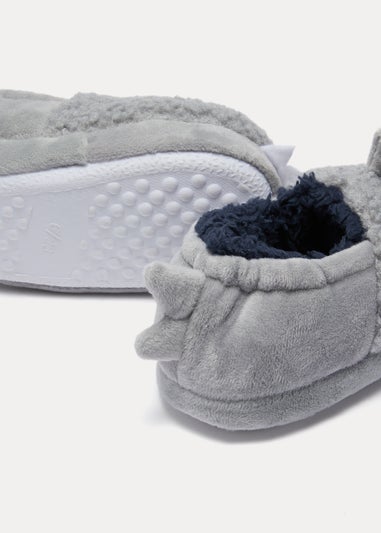Kids Grey Shark Slippers (Younger 4-12)