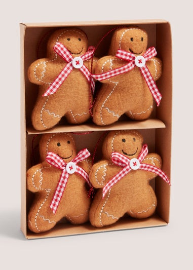 4 Pack Gingerbread Christmas Tree Decorations (10cm)