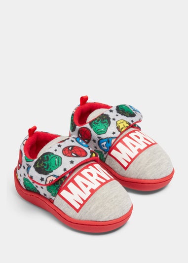 Kids Grey Marvel Print Slippers (Younger 4-12)