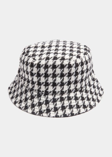 Girls Black & White Boucle Sparkle Bucket Hat (7-13yrs)