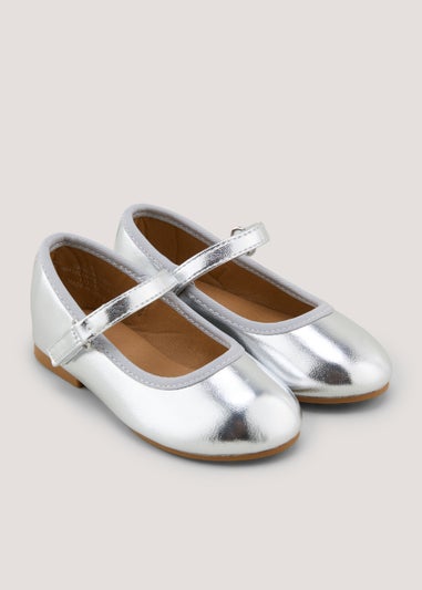 FINAL SALE - L'Amour Girls D580 Silver Dual Bow Ballet Flats – Babychelle