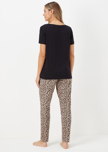 Black Animal Print Pyjama Set