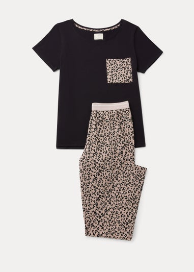 Black Animal Print Pyjama Set