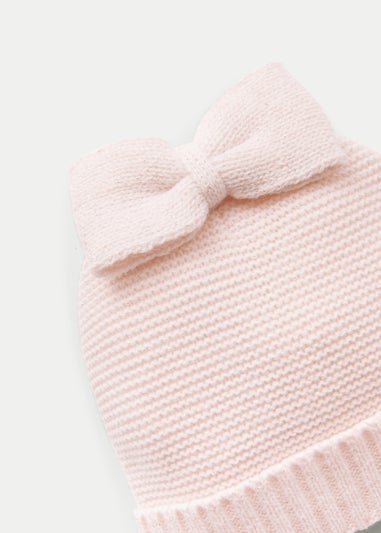 Baby 2 Piece Bow Beanie Hat & Mittens Set (Newborn-2yrs)