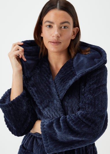 Navy Zigzag Dressing Gown