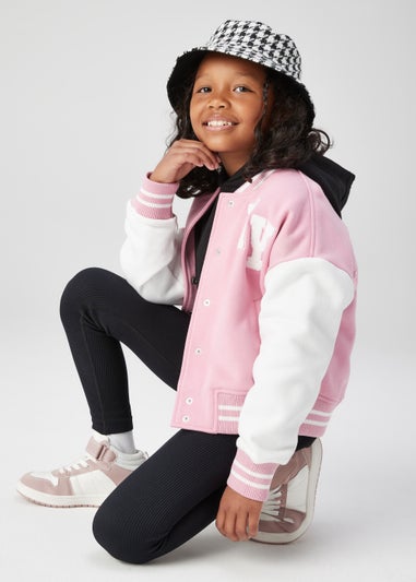 Girls Pink Varsity Jacket (4-13yrs)