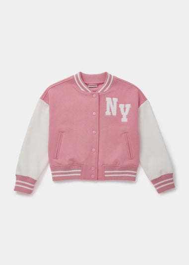 Girls Pink Varsity Jacket (4-13yrs)