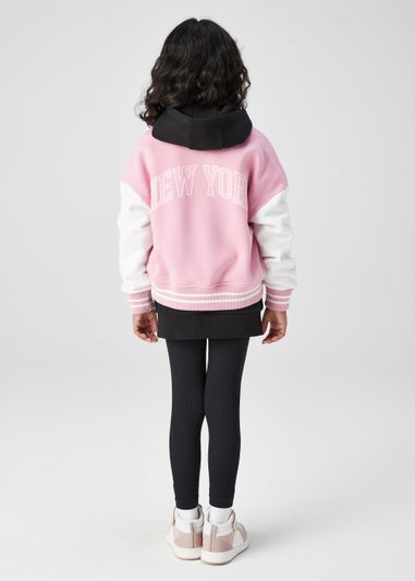 Girls Pink Varsity Jacket (4-13yrs)