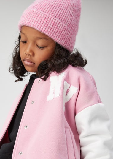 Girls Pink Varsity Jacket (4-13yrs)