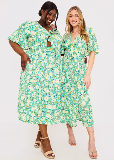 In the Style Jac Jossa Green Print Midaxi Dress