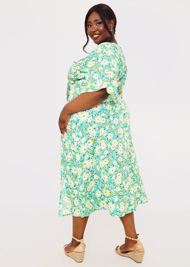 In the Style Jac Jossa Green Print Midaxi Dress - Matalan