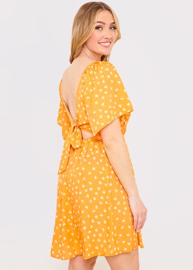 In the Style Jac Jossa Orange Floral Print Swing Dress