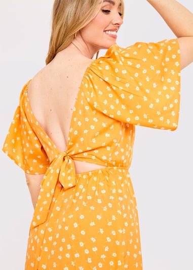 In the Style Jac Jossa Orange Floral Print Swing Dress