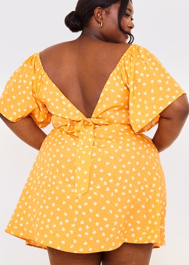 In the Style Jac Jossa Orange Floral Print Swing Dress