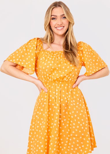 In the Style Jac Jossa Orange Floral Print Swing Dress