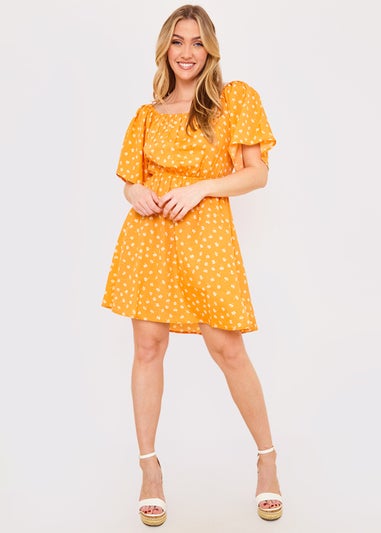 In the Style Jac Jossa Orange Floral Print Swing Dress