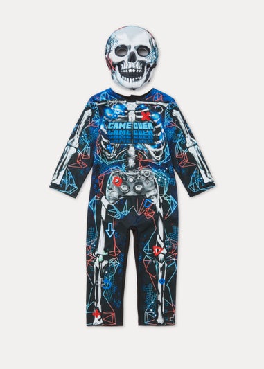 Kids Multicoloured Gaming Skeleton Fancy Dress Costume (3-11yrs)