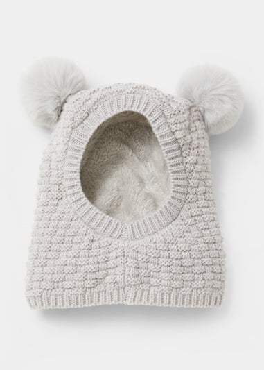Grey Baby Balaclava Bobble Hat (Newborn-2yrs)