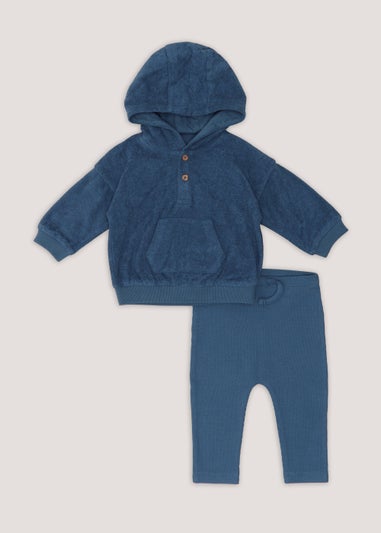 Baby Blue Towelling Hoodie &  Leggings Set (Newborn-23mths)