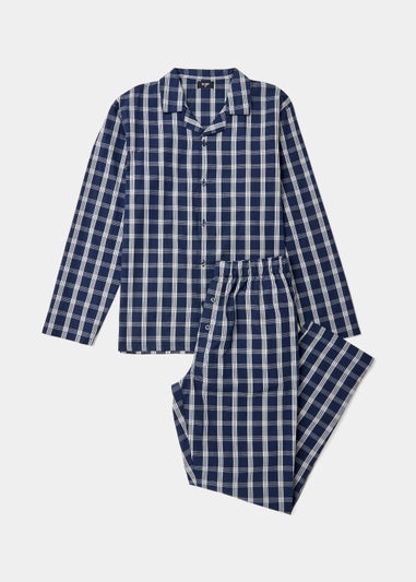 Navy Check Woven Cotton Pyjama Set