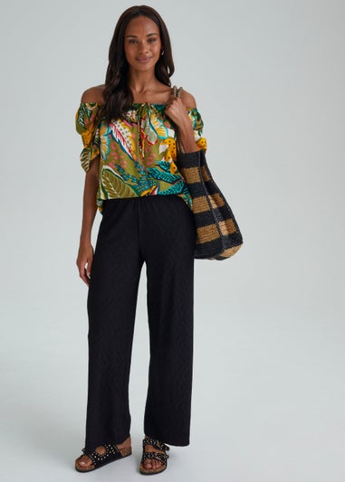 Black Plisse Trousers (Long Length)