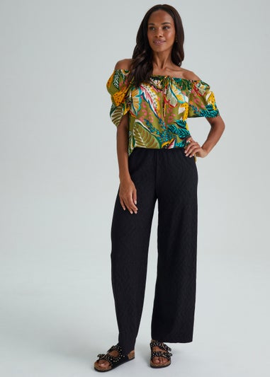 Black Plisse Trousers (Long Length)