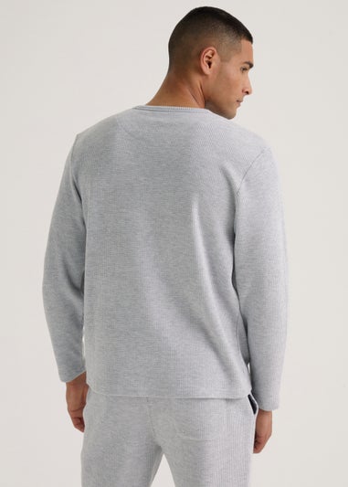 Grey Waffle Long Sleeve Pyjama Top