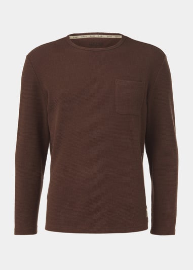 Brown Waffle Long Sleeve Pyjama Top