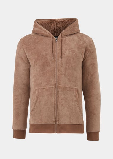 Brown Fleece Zip Up Lounge Hoodie