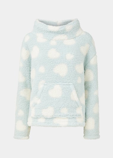 Aqua Heart Print Snuggle Pyjama Top