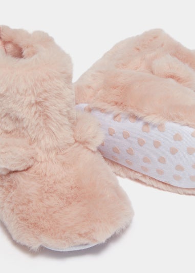 Pink Bunny Faux Fur Soft Sole Baby Boots (Newborn-18mths)