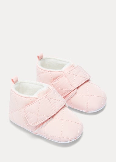 Pink Nylon Soft Sole Baby Boots (Newborn-18mths)