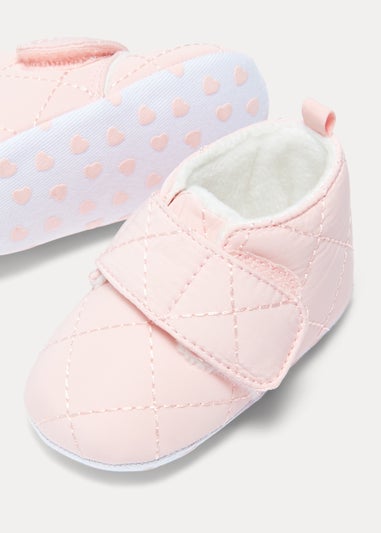 Pink Nylon Soft Sole Baby Boots (Newborn-18mths)