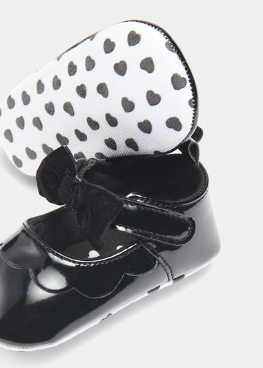 Black Bow Soft Sole Baby Ballet Shoes (Newborn-18mths)
