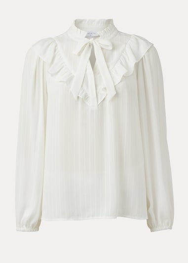 White Tie Neck Blouse