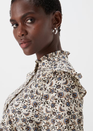 White Printed Cotton Blouse
